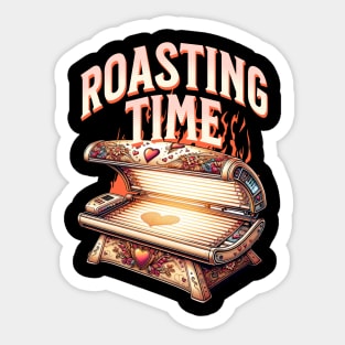 Roasting Time Tan Sun Funny Beach BBQ Sticker